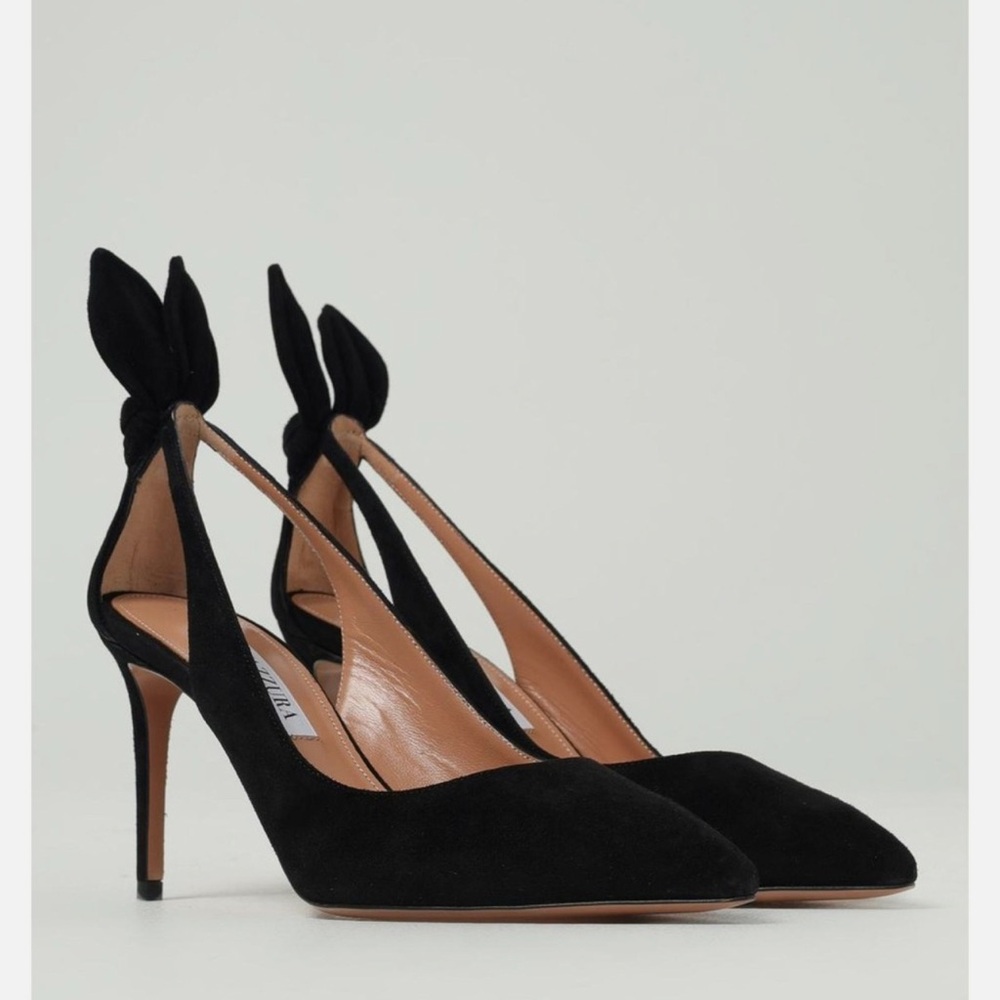 Aquazzura Black Suede 10 Heels 39 IT